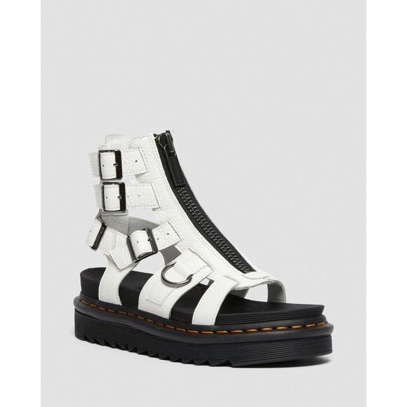 Martens Olson White Pebbled Leather Gladiator Sandals